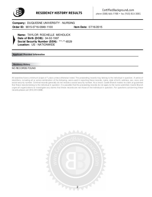 results of a background check